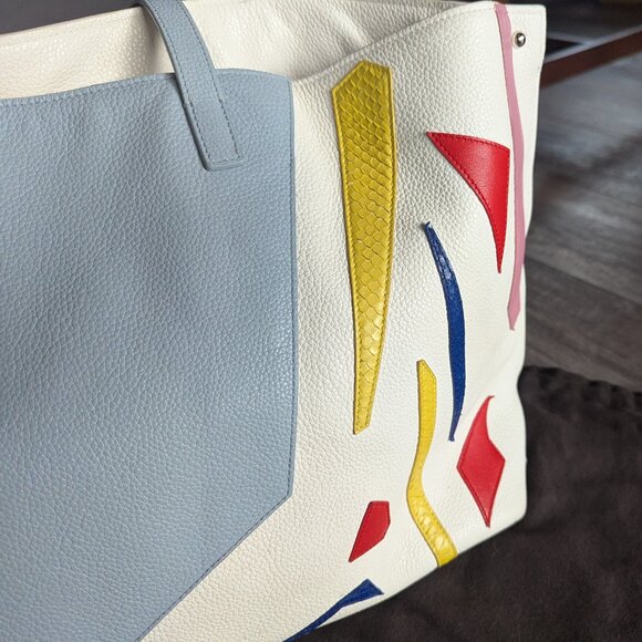 Akris Ai Medium Leather Shoulder Tote Special Edition Avant Garde Patchwork - Picture 14 of 16